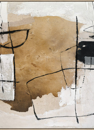 Ölgemälde «Gold mit Linien» 150 × 150 cm mit Rahmen, handgemalt – Ansicht 2