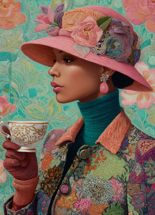 Glasbild «Elegante Frau» 110 × 160 cm
