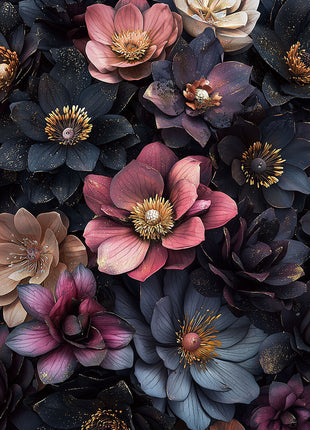 Glasbild «Blumen rosa/blau» 120 × 80 cm – 3D-Relief