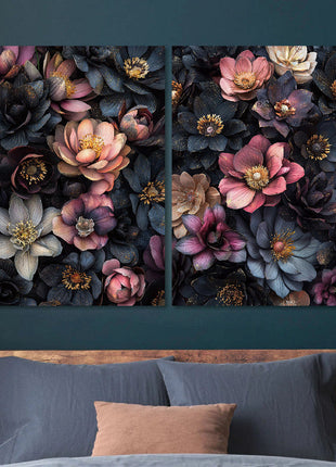Glasbild «Blumen rosa/blau» 120 × 80 cm – 3D-Relief – Ansicht 2