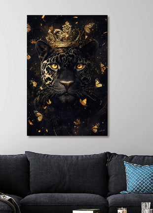 Glasbild «Schwarzer Panther mit Krone» 80 × 120 cm – Ansicht 2