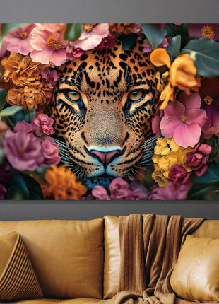 Glasbild «Panther in Blumenmeer» 160 × 110 cm – Ansicht 2