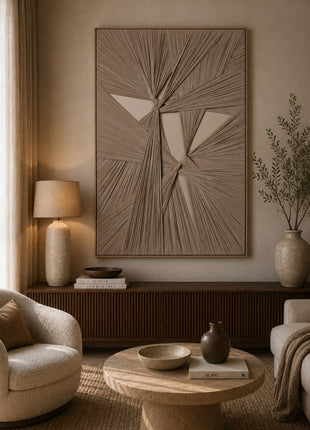 Ölgemälde «Gewebt 1» 100 × 150 cm mit Rahmen – Ansicht 2