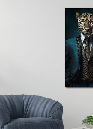Glasbild «Panther im Anzug» 55 × 100 cm – Ansicht 2