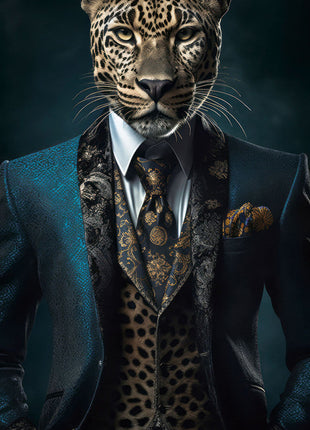 Glasbild «Panther im Anzug» 55 × 100 cm