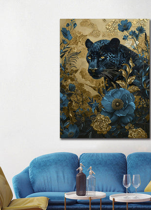 Glasbild «Blauer Panther» 80 × 120 cm – 3D-Relief – Ansicht 2