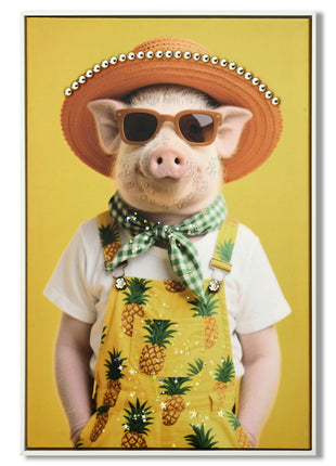 Leinwandbild «Schwein mit Hut» mit Rahmen 52 × 72 cm – Hochglanz-Finish