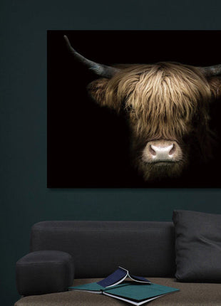 Glasbild «Kopf eines Hochlandrinds in der Mitte» 160 × 110 cm – Ansicht 2
