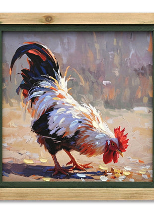 Leinwandbild «Huhn 1» mit Holzrahmen 30 × 30 cm – Handgemalt