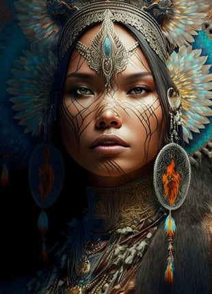 Glasbild «Indianerin» 120 × 80 cm