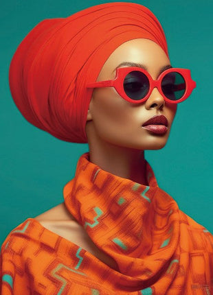 Glasbild «Orange Chic» 80 × 80 cm