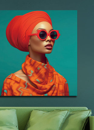 Glasbild «Orange Chic» 80 × 80 cm – Ansicht 2